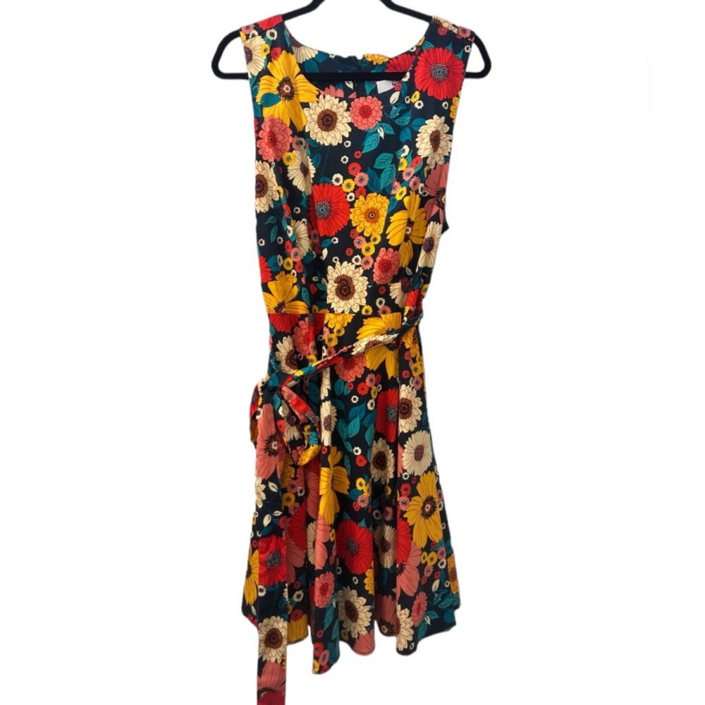 Floral Sleeveless Midi Dress - Multicolor